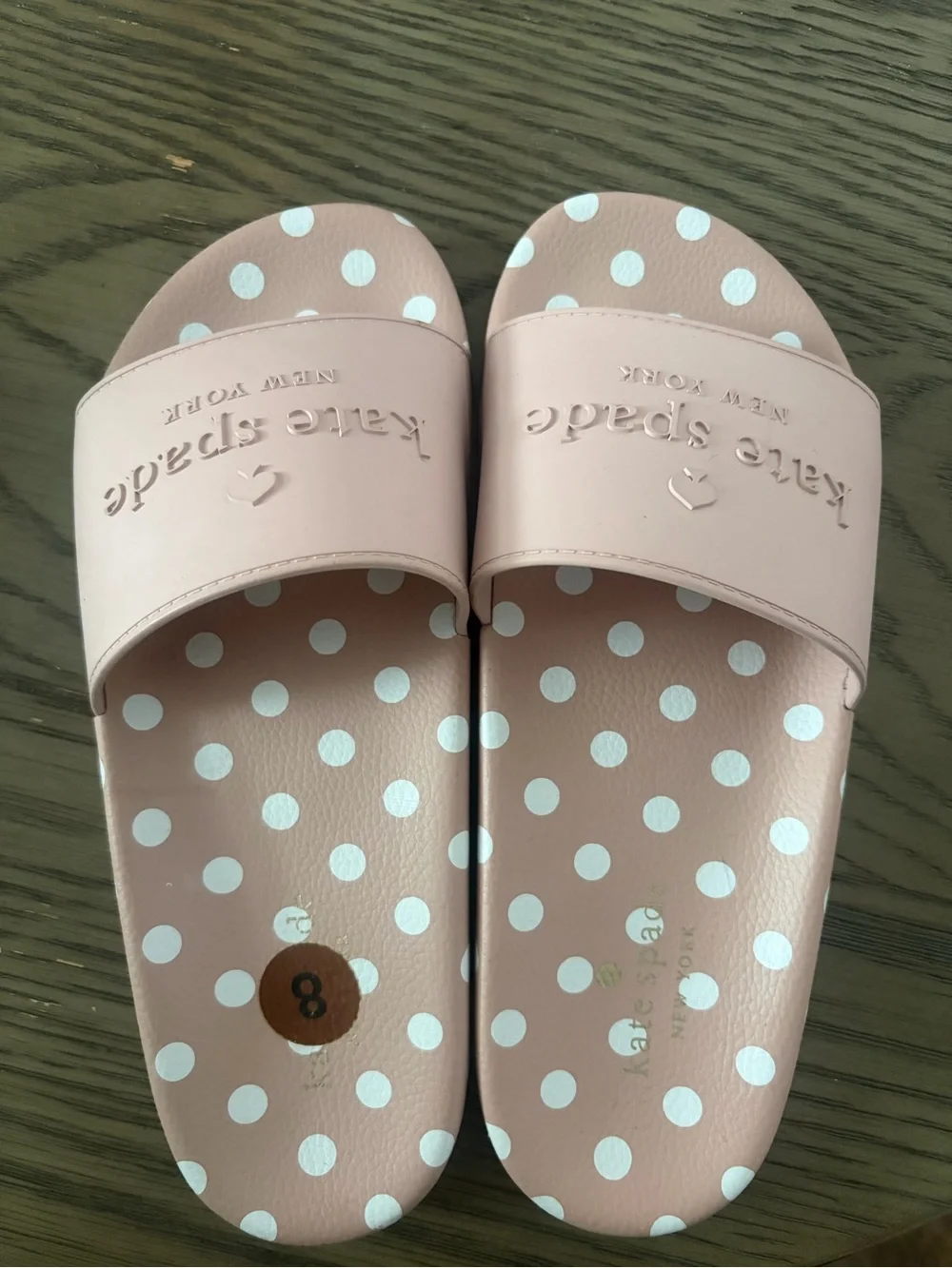 kate spade blush pink polka dot slide sandals